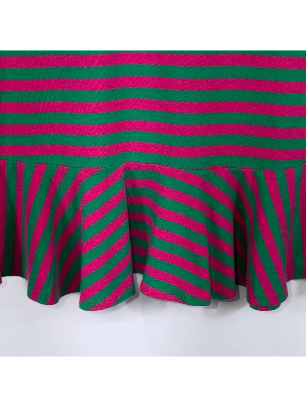Ralph Lauren Girls Pink Green Striped Peplum Top L 12-14